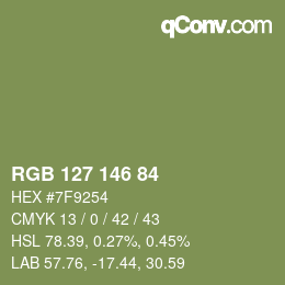 颜色代码: RGB 127 146 84 | qconv.com