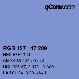 Color code: RGB 127 147 209 | qconv.com