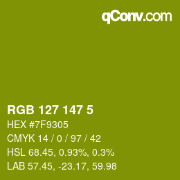 Color code: RGB 127 147 5 | qconv.com