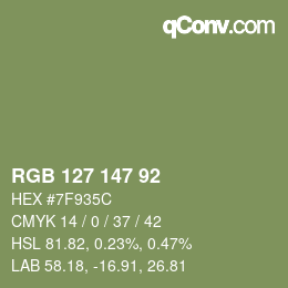 カラーコード: RGB 127 147 92 | qconv.com