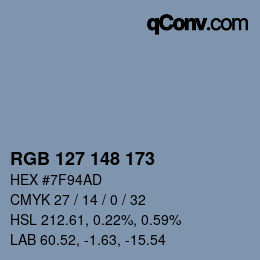 カラーコード: RGB 127 148 173 | qconv.com