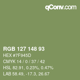 Farbcode: RGB 127 148 93 | qconv.com