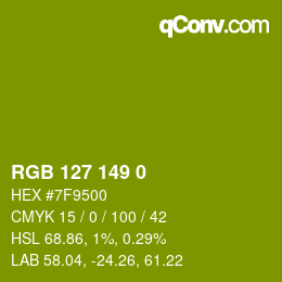 Color code: RGB 127 149 0 | qconv.com
