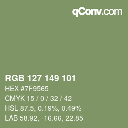 颜色代码: RGB 127 149 101 | qconv.com