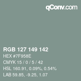 カラーコード: RGB 127 149 142 | qconv.com