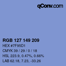 Color code: RGB 127 149 209 | qconv.com