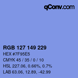 カラーコード: RGB 127 149 229 | qconv.com