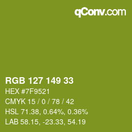 カラーコード: RGB 127 149 33 | qconv.com