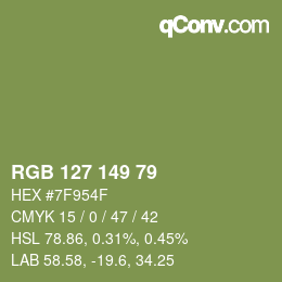 カラーコード: RGB 127 149 79 | qconv.com