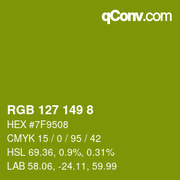 カラーコード: RGB 127 149 8 | qconv.com