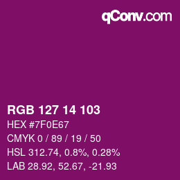カラーコード: RGB 127 14 103 | qconv.com