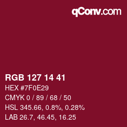 Color code: RGB 127 14 41 | qconv.com