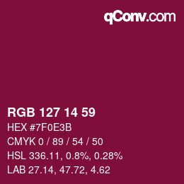 Color code: RGB 127 14 59 | qconv.com
