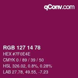 Color code: RGB 127 14 78 | qconv.com