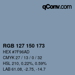 Código de color: RGB 127 150 173 | qconv.com
