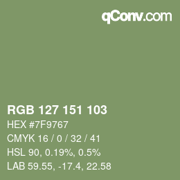 Color code: RGB 127 151 103 | qconv.com