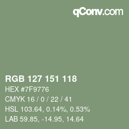 Color code: RGB 127 151 118 | qconv.com