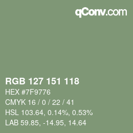 カラーコード: RGB 127 151 118 | qconv.com