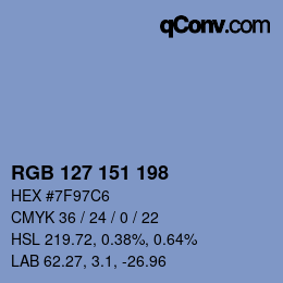 カラーコード: RGB 127 151 198 | qconv.com