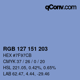 Color code: RGB 127 151 203 | qconv.com