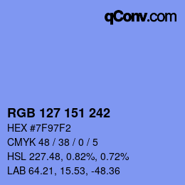 Color code: RGB 127 151 242 | qconv.com