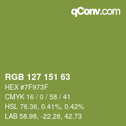 Color code: RGB 127 151 63 | qconv.com