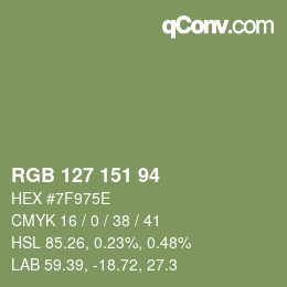 Color code: RGB 127 151 94 | qconv.com