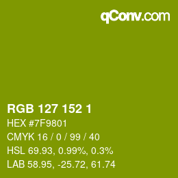 颜色代码: RGB 127 152 1 | qconv.com