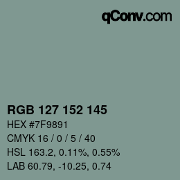 カラーコード: RGB 127 152 145 | qconv.com