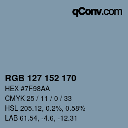 Color code: RGB 127 152 170 | qconv.com