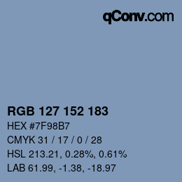 カラーコード: RGB 127 152 183 | qconv.com