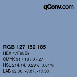 カラーコード: RGB 127 152 185 | qconv.com