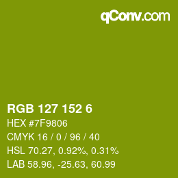 Color code: RGB 127 152 6 | qconv.com