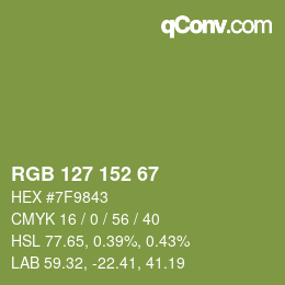 カラーコード: RGB 127 152 67 | qconv.com