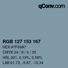 Color code: RGB 127 153 167 | qconv.com