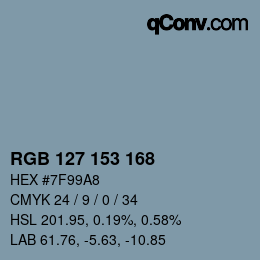 Color code: RGB 127 153 168 | qconv.com