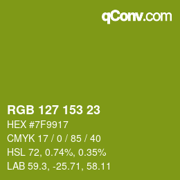 Color code: RGB 127 153 23 | qconv.com