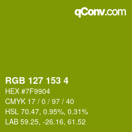 Color code: RGB 127 153 4 | qconv.com