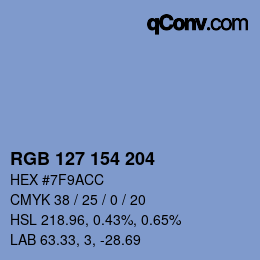 Color code: RGB 127 154 204 | qconv.com