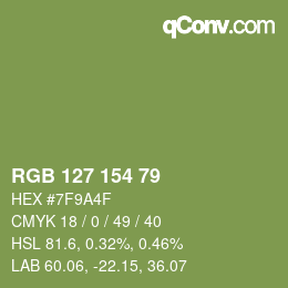 カラーコード: RGB 127 154 79 | qconv.com