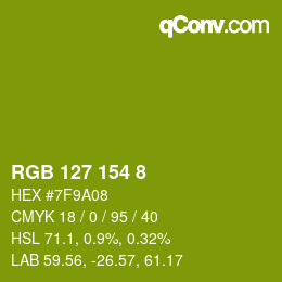 カラーコード: RGB 127 154 8 | qconv.com