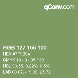 Farbcode: RGB 127 155 100 | qconv.com