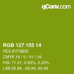 Color code: RGB 127 155 14 | qconv.com