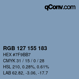 Color code: RGB 127 155 183 | qconv.com
