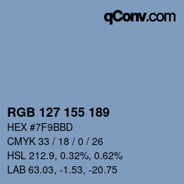 Color code: RGB 127 155 189 | qconv.com