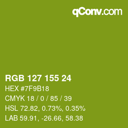颜色代码: RGB 127 155 24 | qconv.com