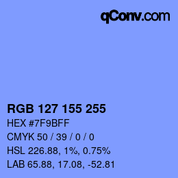 Color code: RGB 127 155 255 | qconv.com