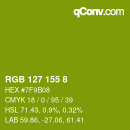 Color code: RGB 127 155 8 | qconv.com