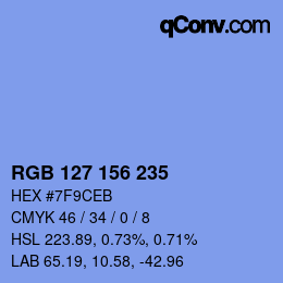 Color code: RGB 127 156 235 | qconv.com