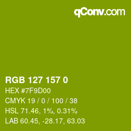 Color code: RGB 127 157 0 | qconv.com